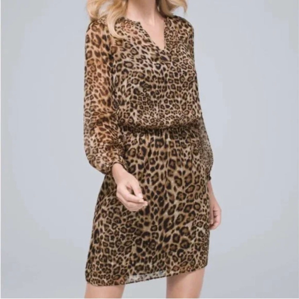 NWT WHBM  Leopard Print Blouson Dress